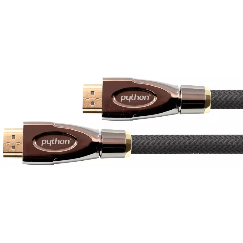 Cabo HDMI de alta velocidade GoodConnections PYTHON Series com Ethernet, 4K UHD 60Hz, 18Gbps, banhado a ouro, trança de nylon, 3m, Preto (GC-M0018)