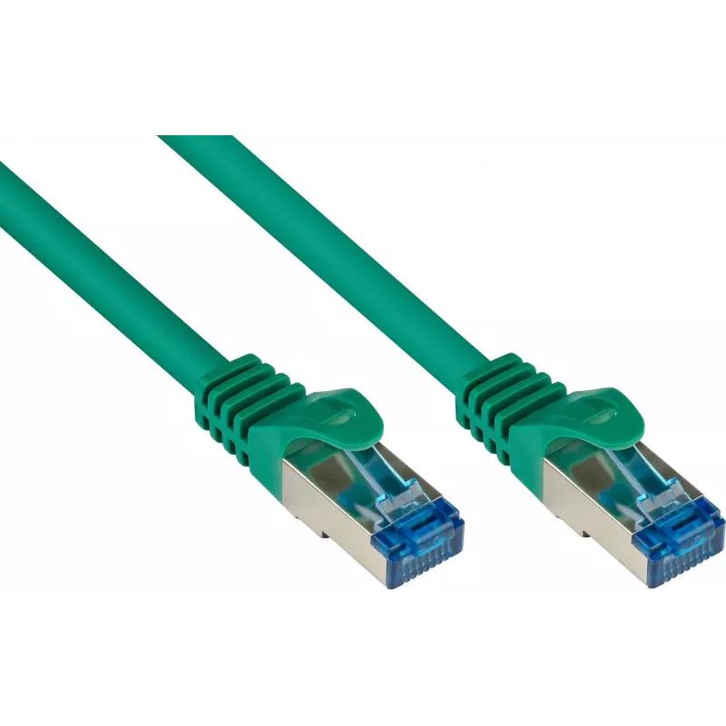 GoodConnections RNS® Cabo de patch Cat. 6A S/FTP sem halogéneos com proteção da patilha, 3 m, verde