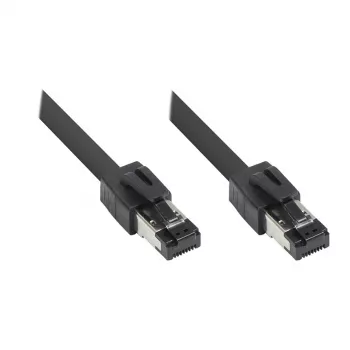 Cabo de rede RNS® Cat.8.1 S/FTP, 0,5 m, preto, LSZH, 40 Gbit/s, 2000 MHz