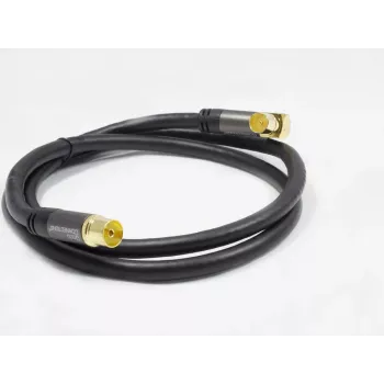 GoodConnections Cabo de antena SAT SmartFLEX, ficha IEC/coaxial angular para conector fêmea, banhado a ouro, blindagem quádrupla, 120dB de blindagem, preto, 15m (GC-M2078)