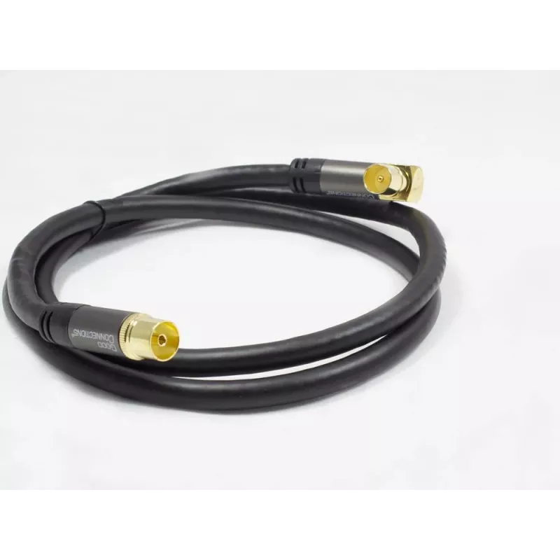 GoodConnections Cabo de antena SAT SmartFLEX, ficha IEC/coaxial angular para conector fêmea, banhado a ouro, blindagem quádrupla, 120dB de blindagem, preto, 15m (GC-M2078)