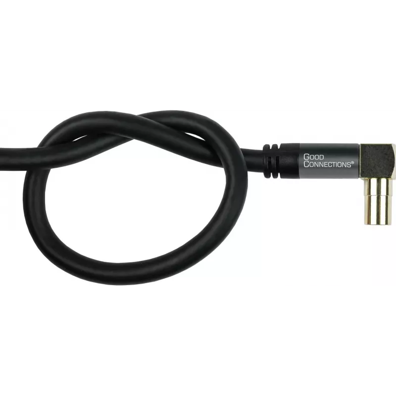 GoodConnections Cabo de antena SAT SmartFLEX, ficha IEC/coaxial angular para conector fêmea, banhado a ouro, blindagem quádrupla, 120dB de blindagem, preto, 15m (GC-M2078)