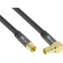 GoodConnections Cabo de antena SAT SmartFLEX, ficha IEC/coaxial angular para conector fêmea, banhado a ouro, blindagem quádrupla, 120dB de blindagem, preto, 15m (GC-M2078)