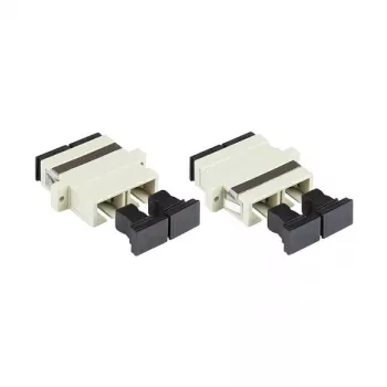 Adaptador de fibra ótica SC/UPC duplex GoodConnections, OM2 multimodo, manga de cerâmica, caixa de plástico, com flange, cinzento (LW-K207)