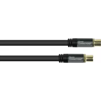 GoodConnections Cabo de Antena SmartFLEX, Ficha Coaxial IEC Macho para Fêmea, Banhado a Ouro, Quádrupla Blindagem, 120 dB de Atenuação de Blindagem, Preto, 30 m (GC-M2060)