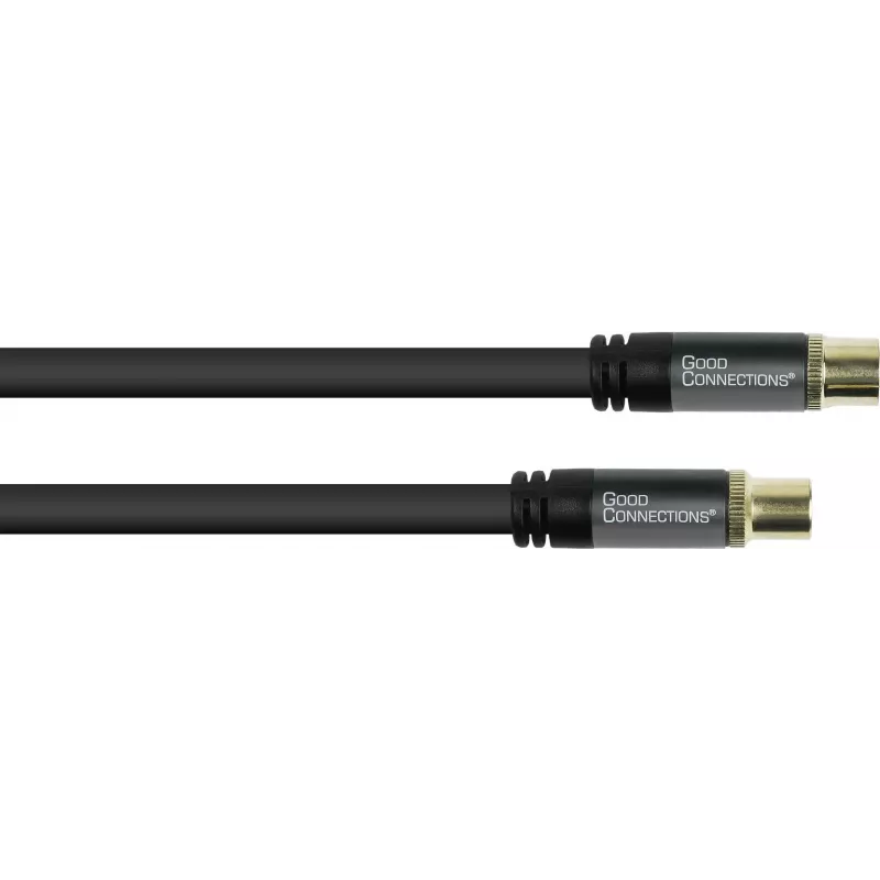 GoodConnections Cabo de Antena SmartFLEX, Ficha Coaxial IEC Macho para Fêmea, Banhado a Ouro, Quádrupla Blindagem, 120 dB de Atenuação de Blindagem, Preto, 30 m (GC-M2060)