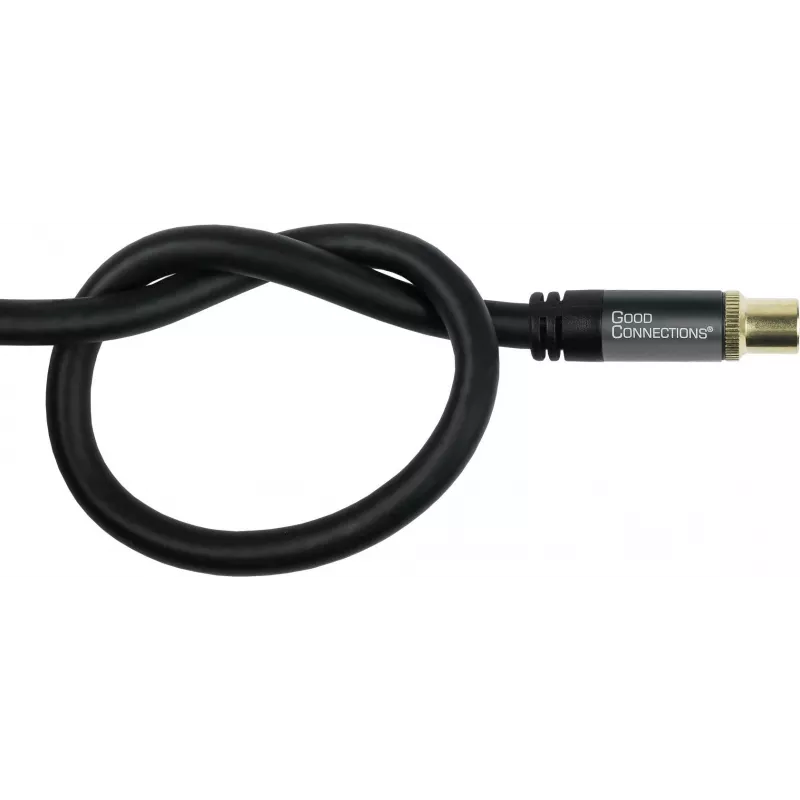 GoodConnections Cabo de Antena SmartFLEX, Ficha Coaxial IEC Macho para Fêmea, Banhado a Ouro, Quádrupla Blindagem, 120 dB de Atenuação de Blindagem, Preto, 30 m (GC-M2060)