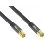 GoodConnections Cabo de Antena SmartFLEX, Ficha Coaxial IEC Macho para Fêmea, Banhado a Ouro, Quádrupla Blindagem, 120 dB de Atenuação de Blindagem, Preto, 30 m (GC-M2060)
