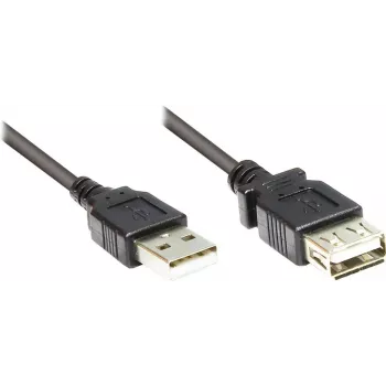 GoodConnections Cabo de extensão USB 2.0 Type-A macho para fêmea, Preto, 0,3 m