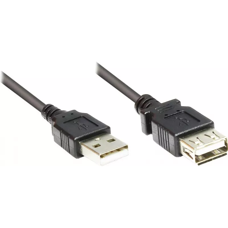 GoodConnections Cabo de extensão USB 2.0 Type-A macho para fêmea, Preto, 0,3 m
