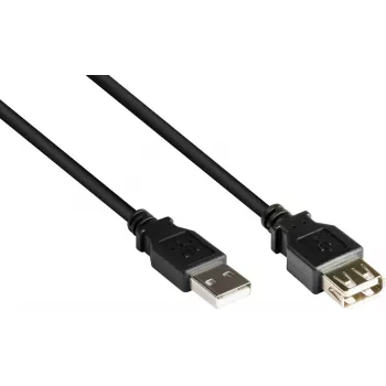 GoodConnections Cabo de extensão USB 2.0 Type-A macho para fêmea, Preto, 0,3 m