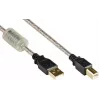Cabo Good Connections USB 2.0 de alta qualidade com núcleo de ferrite e contactos dourados, transparente, 5 m