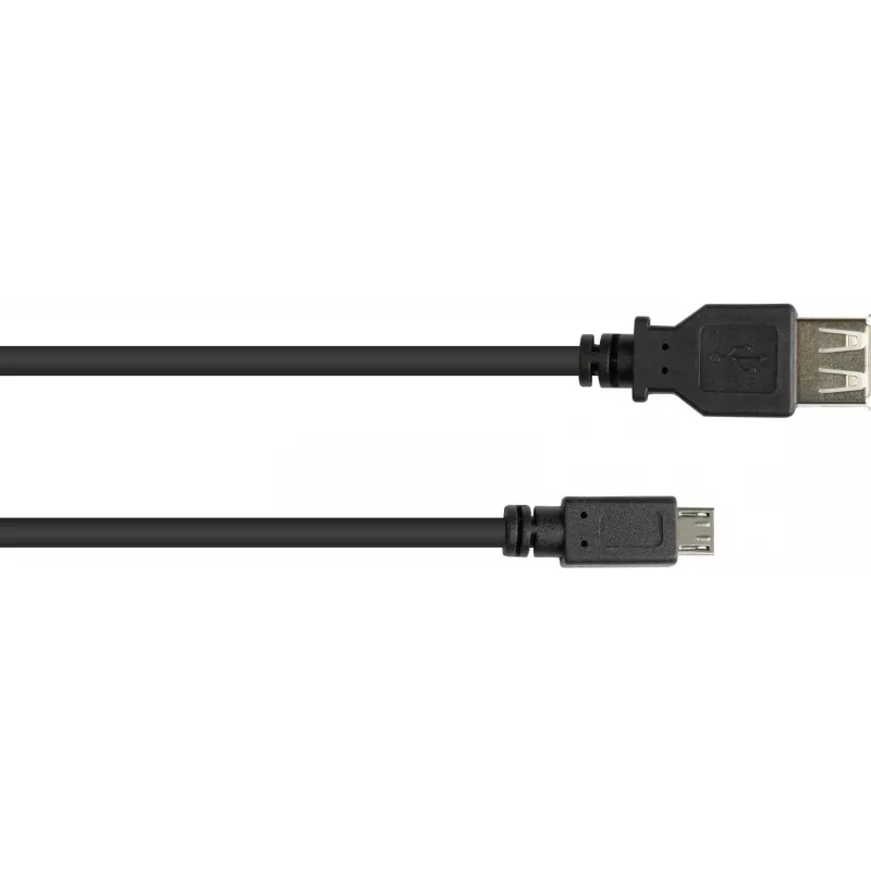 GoodConnections cabo adaptador USB-OTG, ficha Micro-USB Type-B para conector fêmea USB Type-A, USB 2.0, 0,1 m, preto