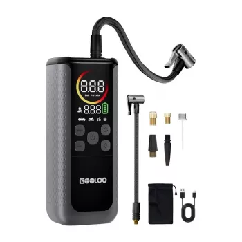 Enchedor de pneus duplo GOOLOO GT160 | 12V DC, 150 PSI, visor digital, 70 L/min, paragem automática, luz de trabalho LED
