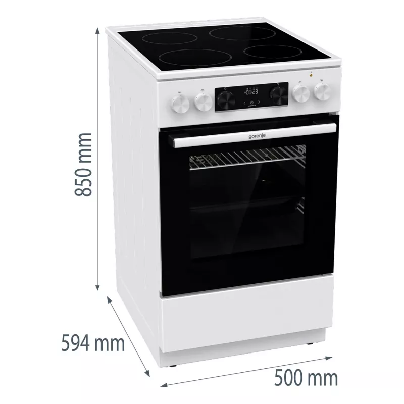 Gorenje GEC 5C41 WG fogão elétrico independente – branco, 50 cm, 70 L, 9 funções