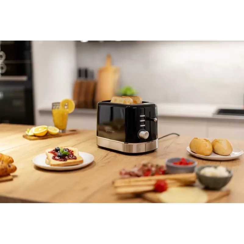 Torradeira Gorenje T800DB de 2 fatias, 800 W, 7 níveis de tostagem, preta