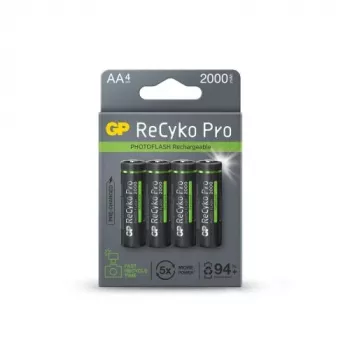 Pilha GP (AA) recarregável ReCyko+ Pro Fast Flash, NiMH, blister de 4, 2000mAh