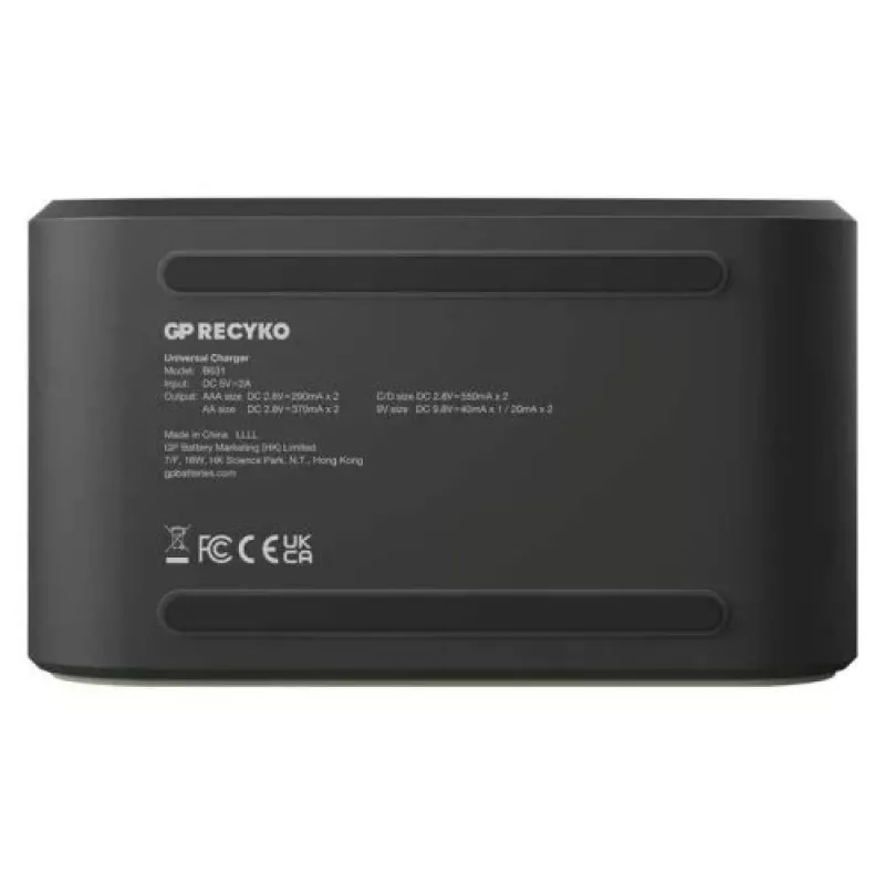 GP Carregador de pilhas B361 com 4 canais, 2600 mAh, 2,8 V, Preto EU