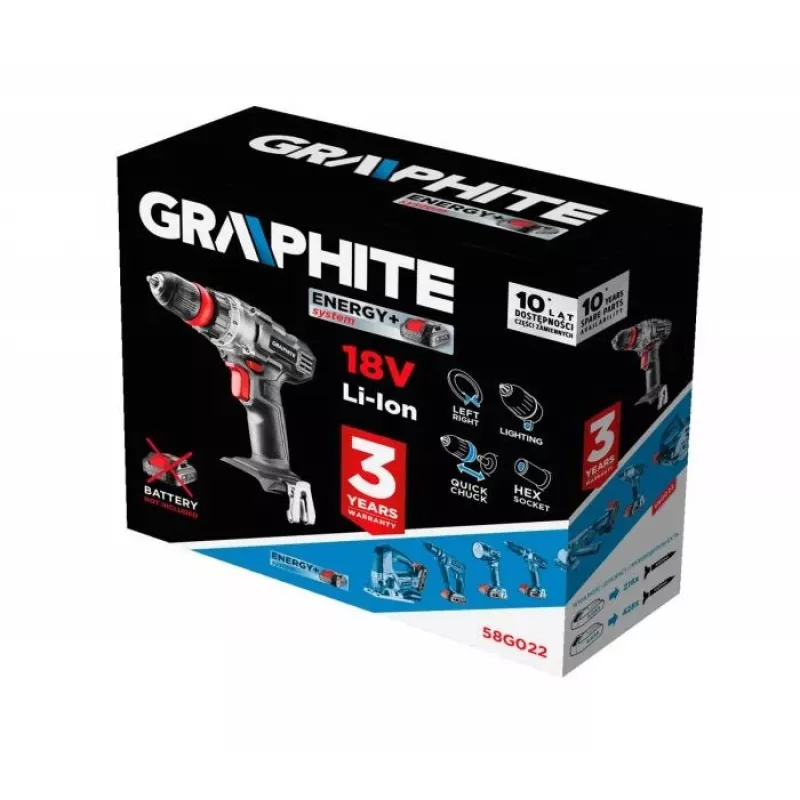 Aparafusadora sem fio GRAPHITE 58G022 Energy+ 18V 1250 rpm