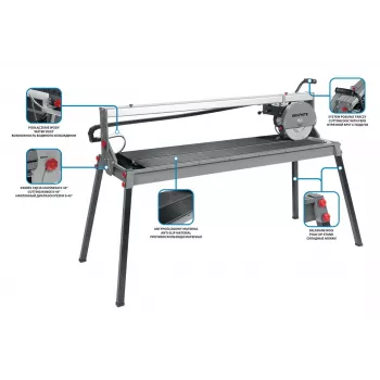 Máquina elétrica de corte de azulejos Graphite 59G892 1500W, lâmina 250mm, comprimento de corte 1200mm, mesa 1230x460mm