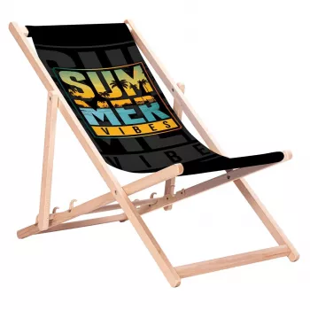 Espreguiçadeira clássica GRB GreenBlue GB183 em madeira de faia com estampa Summer Vibes