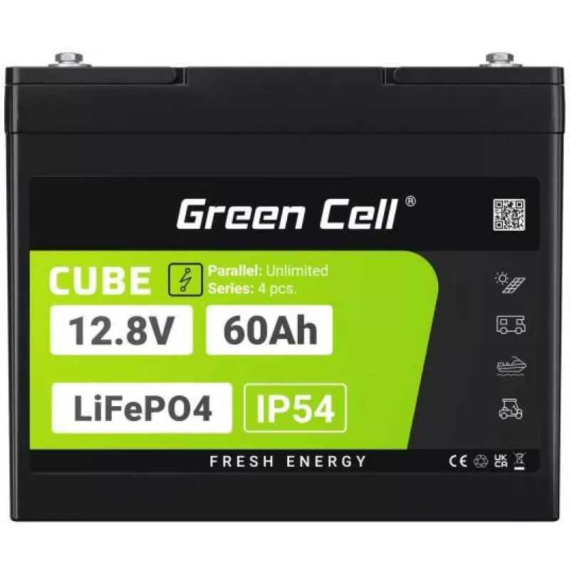 Green Cell LFPGC12V60AH Bateria UPS de Lítio-Ferro-Fosfato (LiFePO4) 12,8 V 60 Ah