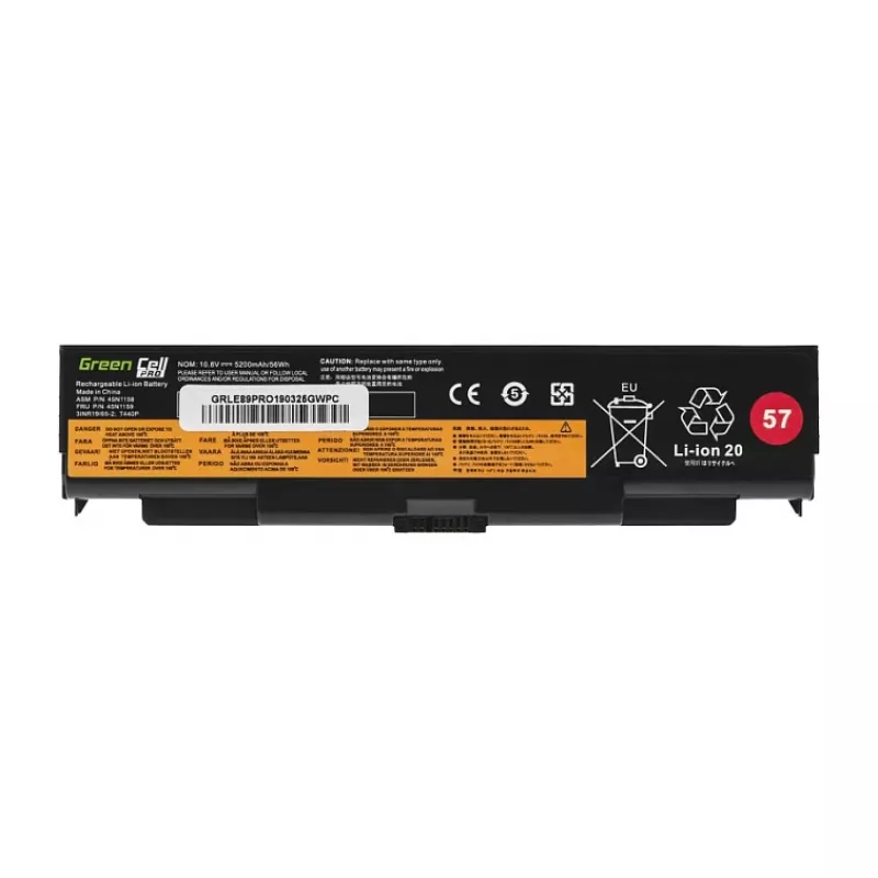 Bateria para portátil GREENCELL LE89PRO para Lenovo ThinkPad T440/T540/W540/L440/L540/E540 – 11,1 V 5200 mAh 6 células preto