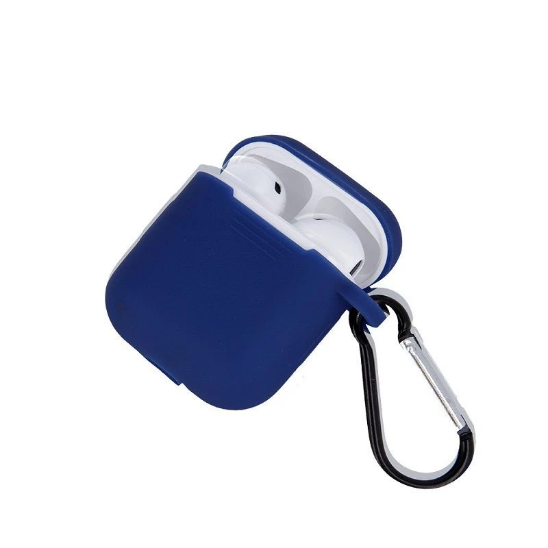 Capa de silicone GreenGo para Apple AirPods com gancho azul-escura