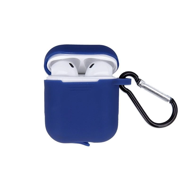 Capa de silicone GreenGo para Apple AirPods com gancho azul-escura