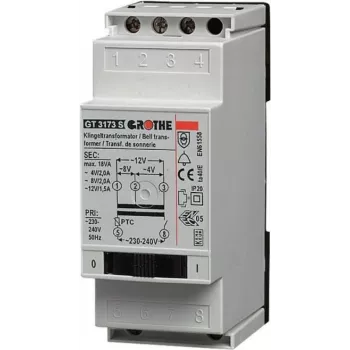 Grothe Transformador de campainha GT 3173 S 4-12V 2/1,5A com interruptor de rede (14083)