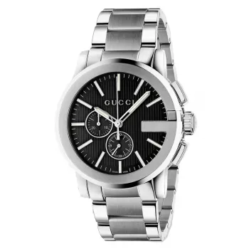 Gucci G-Chrono relógio de homem YA101204 44mm aço inoxidável mostrador preto cronógrafo data