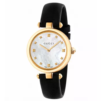 GUCCI G-Frame Relógio de quartzo de mulher YA141404 32mm aço inoxidável malha