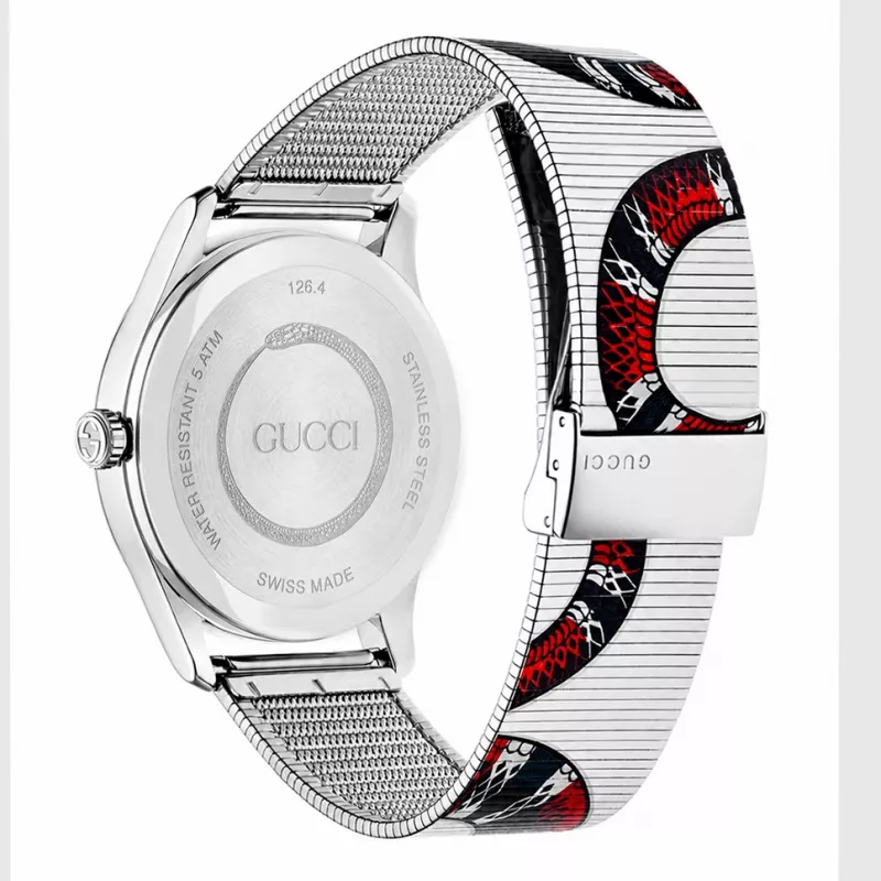 Relógio GUCCI G-Timeless unissexo Quartzo suíço YA1264123 38mm Aço inoxidável Mostrador prateado