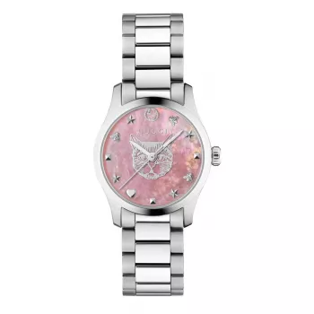 Gucci G-Timeless Relógio para mulher YA1265013 27mm aço inoxidável mostrador prateado