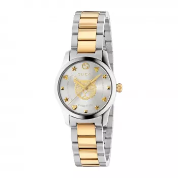 GUCCI G-Timeless Relógio de mulher YA126596 27mm aço inoxidável mostrador prateado