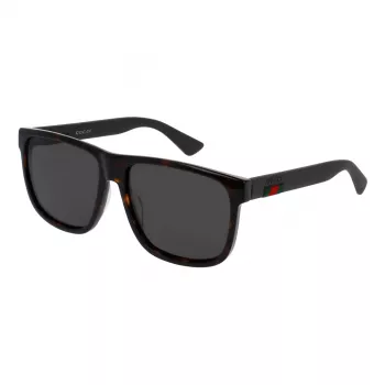 Gucci GG0010S-003 Óculos de sol quadrados de homem, armação preta brilhante, lentes cinzentas, 58/16/145 mm