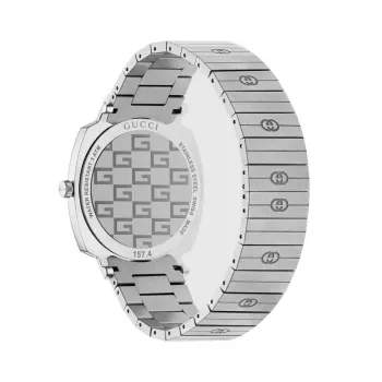 GUCCI Grip relógio de quartzo unissexo 35mm aço inoxidável mostrador prateado YA157410