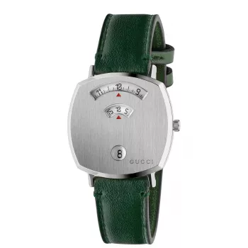 GUCCI Grip Relógio unissexo YA157406 35mm aço inoxidável mostrador prateado