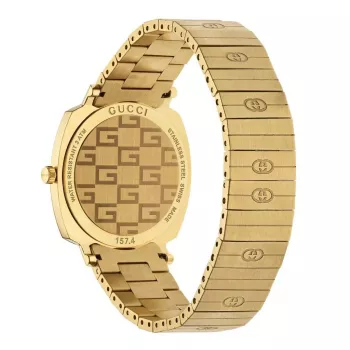 GUCCI Grip Watch YA157403 35mm quartzo suíço aço inoxidável malha de mulher