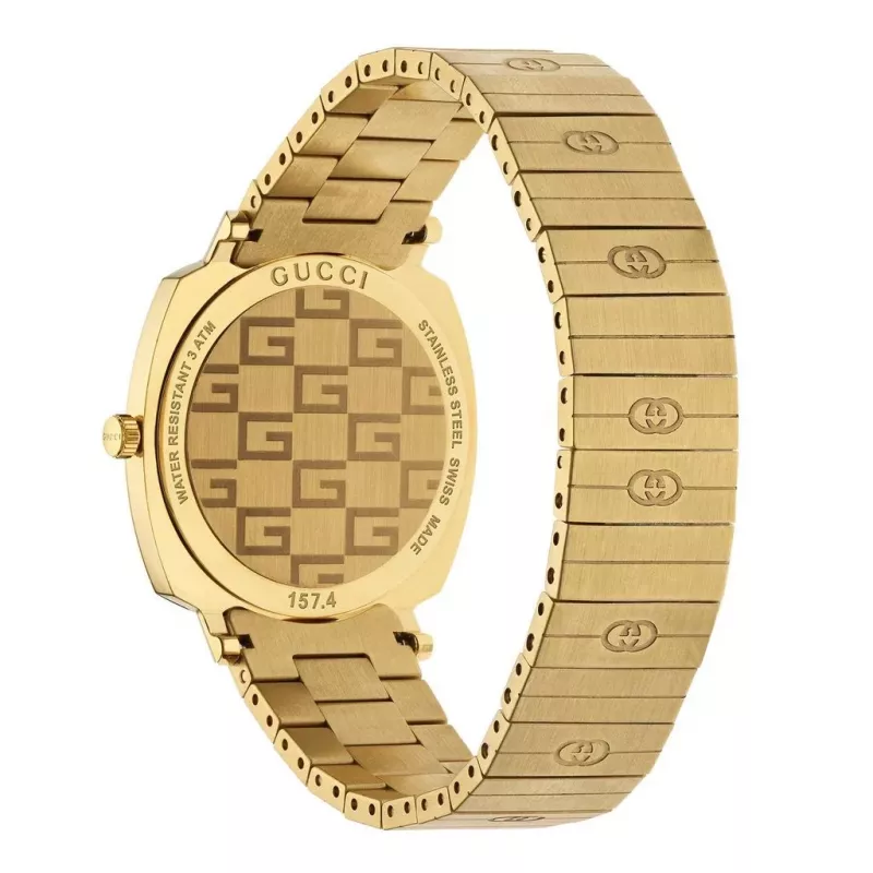 GUCCI Grip Watch YA157403 35mm quartzo suíço aço inoxidável malha de mulher