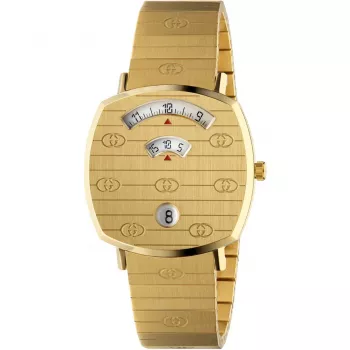 GUCCI Grip Watch YA157403 35mm quartzo suíço aço inoxidável malha de mulher