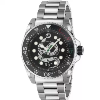 Relógio de homem Gucci YA136218 45mm aço inoxidável quartzo suíço relógio de mergulho