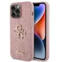 Capa GUESS Apple iPhone 15 Pro Max Fixed Glitter 4G Metal Logo rosa