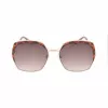 Óculos de sol de mulher GUESS GF0410-5932F, retangulares - Armação preta brilhante, lente cinzenta degradê, 59 mm