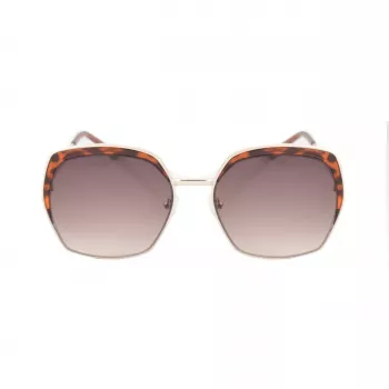 Óculos de sol de mulher GUESS GF0410-5932F, retangulares - Armação preta brilhante, lente cinzenta degradê, 59 mm
