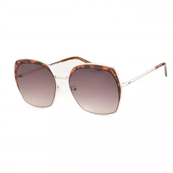 Óculos de sol de mulher GUESS GF0410-5932F, retangulares - Armação preta brilhante, lente cinzenta degradê, 59 mm