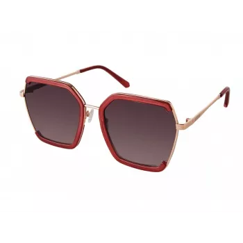 Óculos de sol gatinho de mulher GUESS GF0418-5869T - Armação preta brilhante, lente degradê fumé, 58 mm