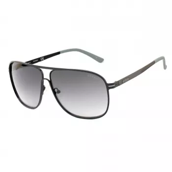 GUESS GF5025S-02B Óculos de sol de homem estilo aviador - armação preta, lentes cinzentas fumadas, 61 mm