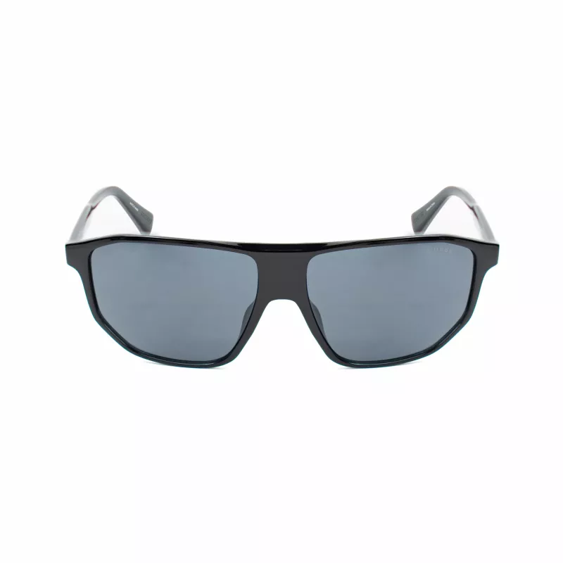 Óculos de sol de homem Guess GF00010-6101A - armação de acetato preta brilhante, lentes fumadas, proteção UV400