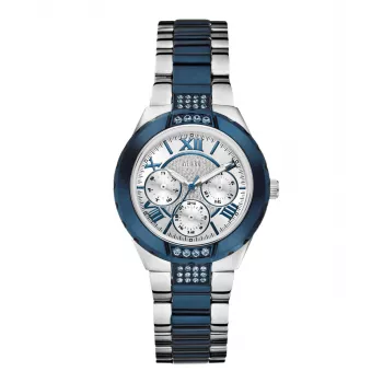 GUESS W0413L1 relógio analógico de quartzo de mulher 35,5 mm aço inoxidável prateado